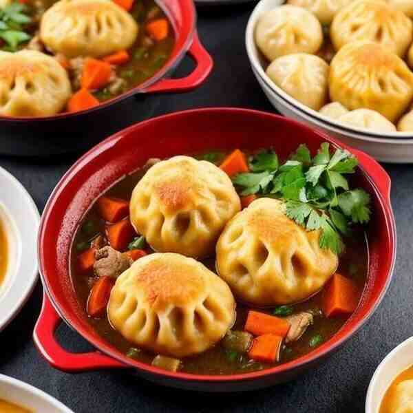 Курица тушенная с сырными клецками